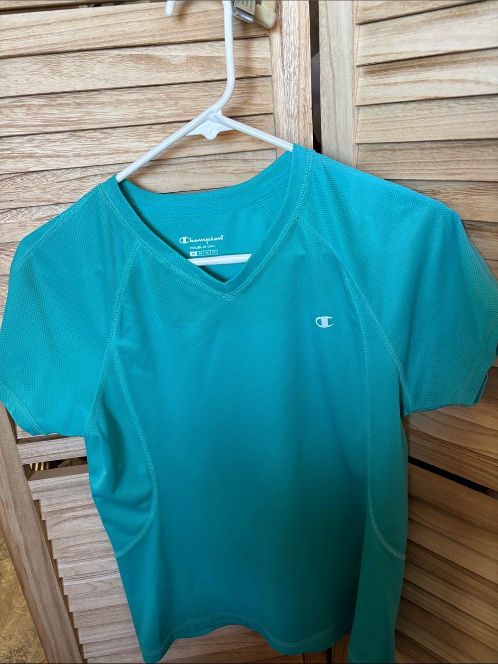 Champion Teal Short-Sleeve V-Neck Performance Top Medium